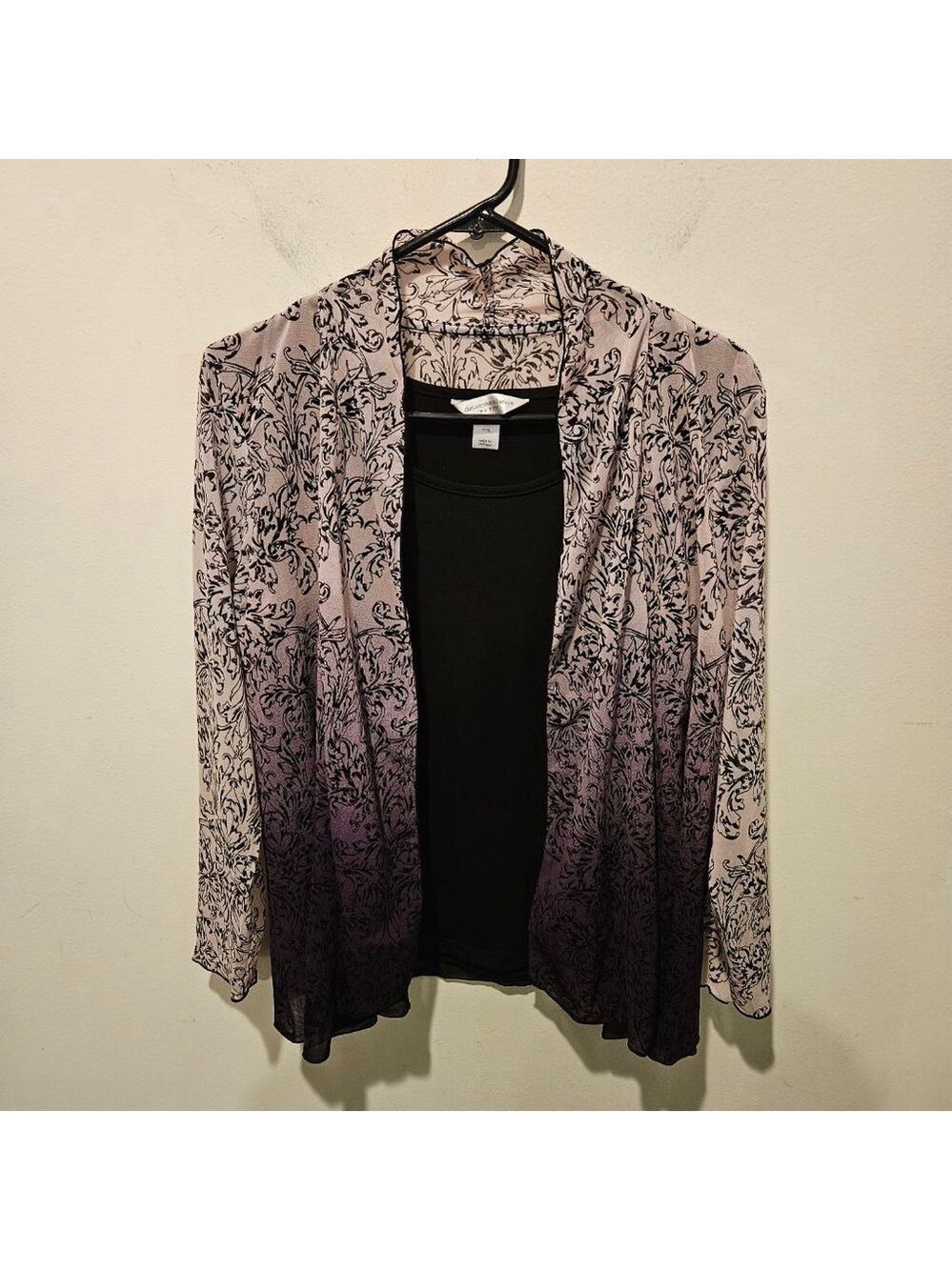 Women's Christopher & Banks Petite 2-in-1 Tank Blouse XLP Black Purple Ombre